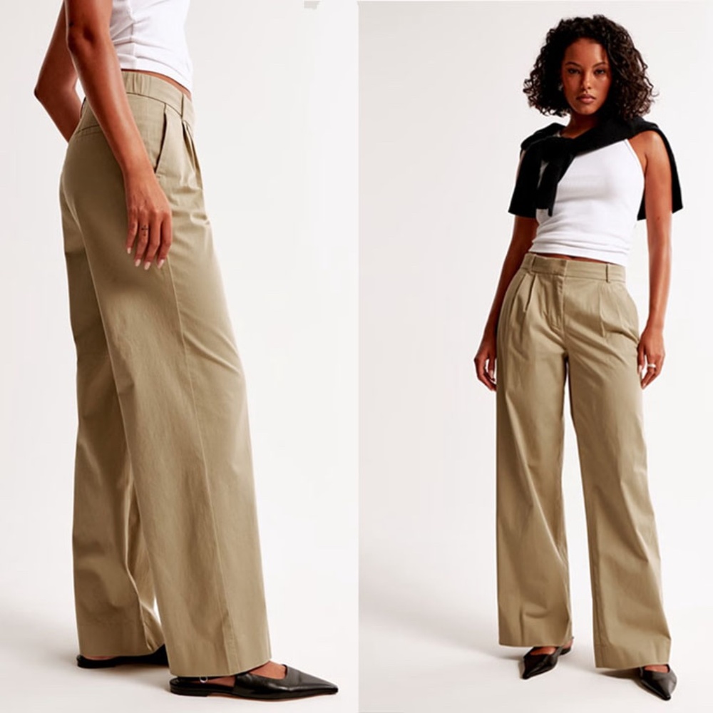 A&F Sloane Low Rise Tailored Wide Leg Twill Pants